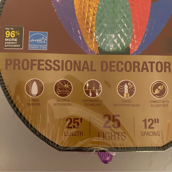 25ct LED Faceted Multi Color Christmas Lights C9 - Picture 3 of 3